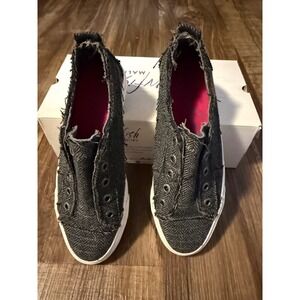 Blowfish Malibu Play Charcoal Herringbone Fabric Slip On Sneakers Size 8.5